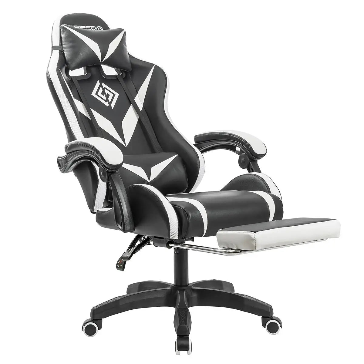 RGB Light Gaming Chair Office Chair with 135° Reclining & Footrest - Ergonomic Swivel Chair with 2 Point Massage - Farefe