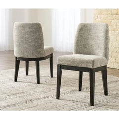 Traditional Upholstered Dining Chairs, Set of 2, Dark Brown - Farefe