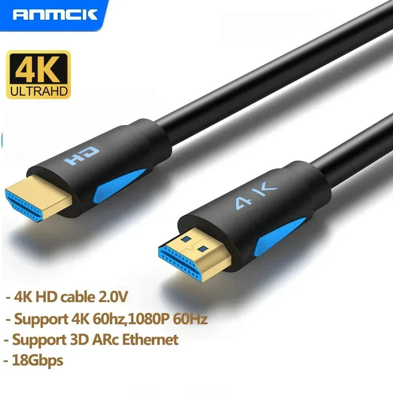 Anmck HDMI-compatible Cable 4k 2.0 8K 2.1 3m 5m Support ARC 3D HDR 4K 60Hz Ultra HD for Splitter Switch PS4 TV Box Projector - Farefe