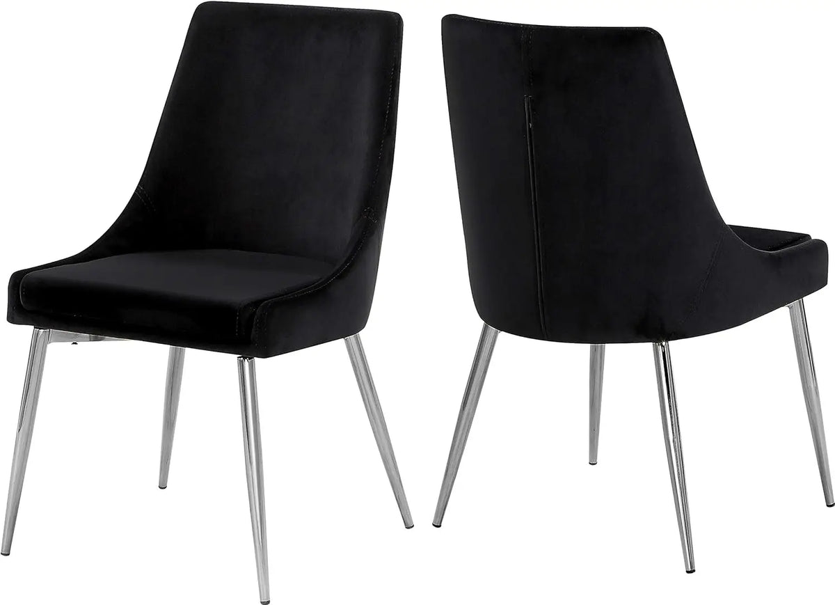 Meridian Furniture Karina Dining Chair Set - Modern Velvet Upholstered, Metal Legs - Farefe