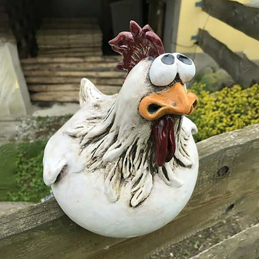 Funny Chicken Fence Decor Statues for Garden Farm Yard Courtyard Housewarming - Farefe