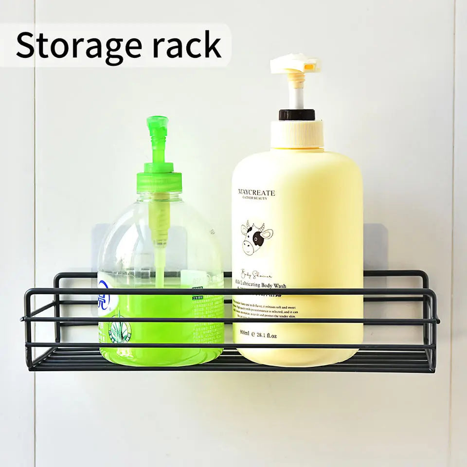 Bathroom Metal Shelves No-Drill Bathroom Organizer Cleaning Supplies Organizer - Farefe