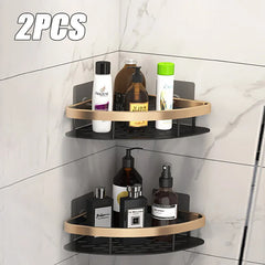 3-PC Wall Mounted Bathroom Corner Shelf Space Aluminum Shower Organizer - Farefe