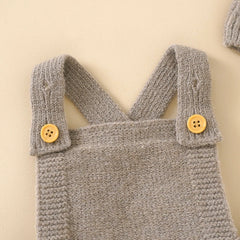 Baby Rompers Hats Clothes Fashion Sleeveless Knitted Newborn Infant Strap Jumpsuits Sets - Farefe