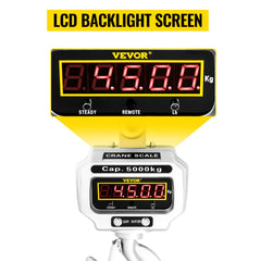 VEVOR 1T 3T 5T Digital Crane Scales With Remote Control for Industrial Hanging Hook - Farefe