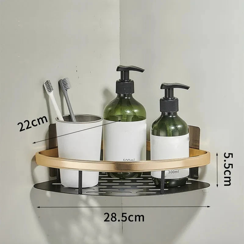 Bathroom Shelf Aluminum Shampoo Rack Makeup Storage Organizer Shower Shelf Bathroom Accessories Wall Corner Shelf - Farefe