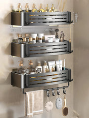No-Drill Bathroom Shelf Wall Mounted Shampoo Shower Corner Rack Makeup Storage Organizer - Farefe
