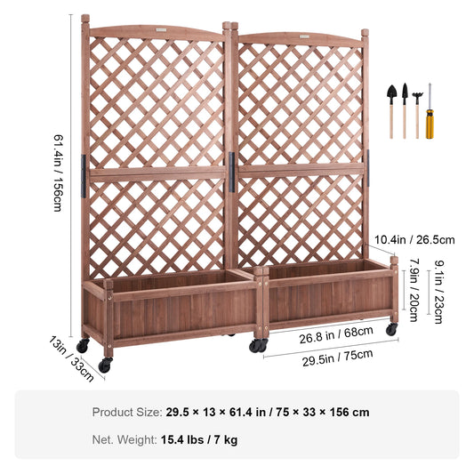 VEVOR Wood Planter with Trellis - Outdoor Raised Garden Bed for Climbing Plants and Flowers - Farefe