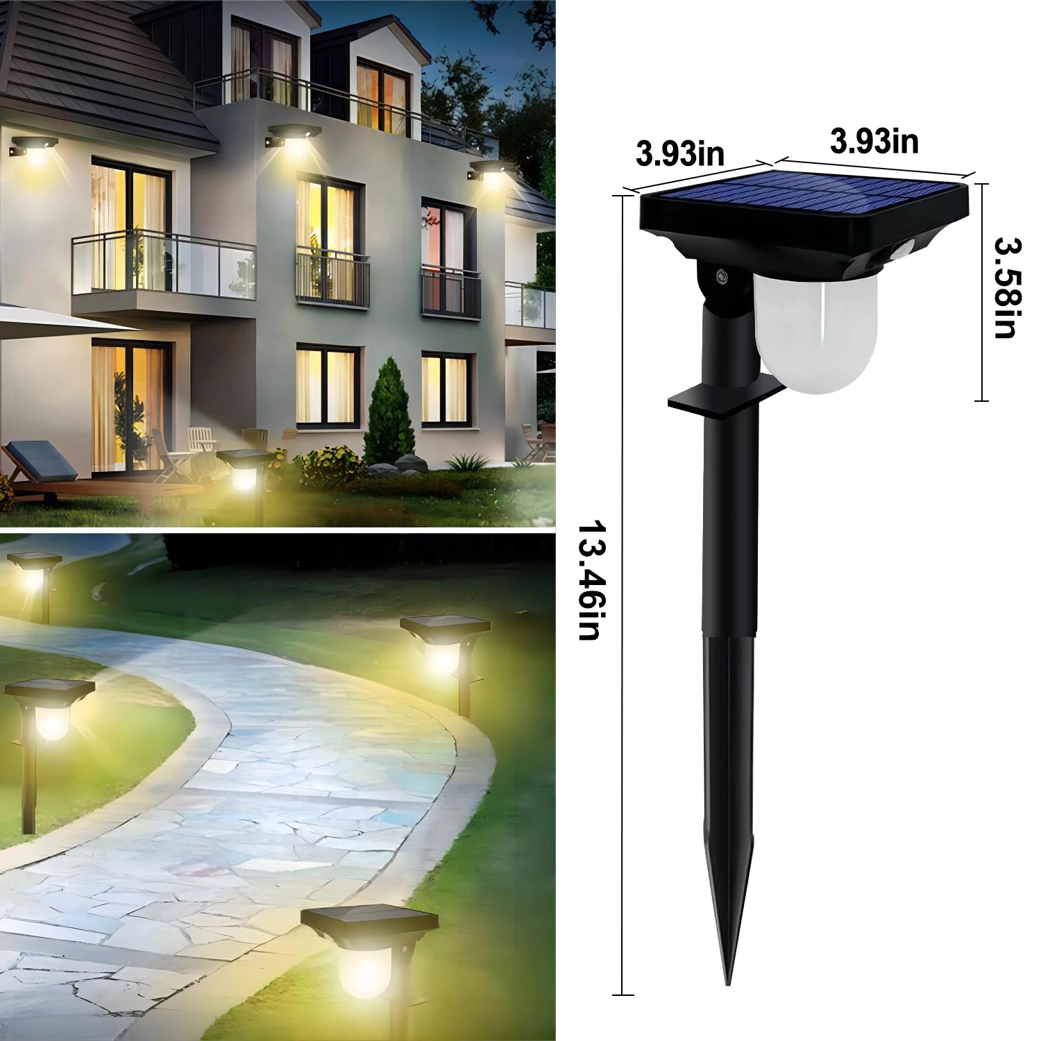 Solar Powered Outdoor Garden Wall Lamp Waterproof Motion Sensor Pathway Light - Farefe