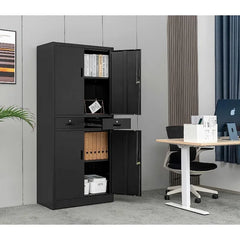 Metal Storage Cabinet with Adjustable Shelves and Drawers, Locking Steel Storage Cabinet - Farefe