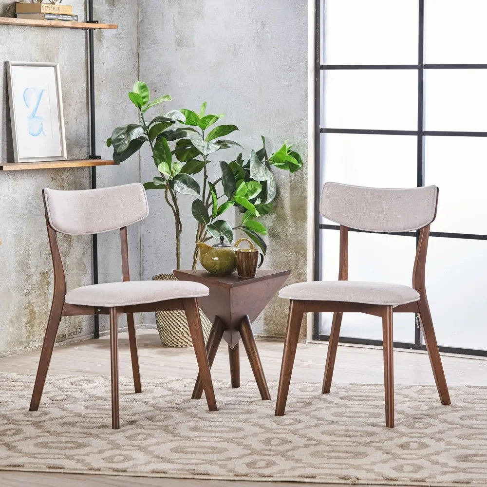 Mid-Century Modern Dining Chairs With Rubberwood Frame - Set of 2 - Farefe
