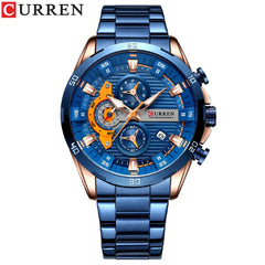 CURREN Stainless Steel Watches - Fashionable Luminous Dial with Chronograph Clock for Men - Farefe