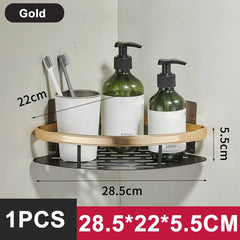 No Punching Bathroom Shelf Wall Mounted Stainless Steel Bathroom Basket Shampoo Rack Accessories - Farefe