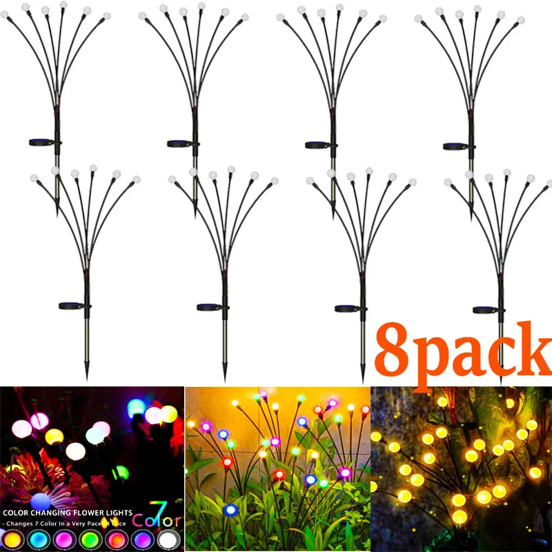 12Pack Outdoor LED Solar Lights - Waterproof Starburst Solar Firefly Lights - Lawn Lamp for Path Landscape Decorative - Farefe
