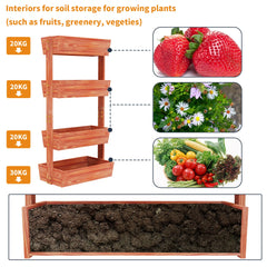 4-Tier Raised Garden Bed, Vertical Flower Pots Rack with Detachable Ladder - Farefe