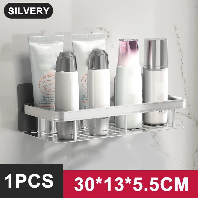 Bathroom Shelf Organizer Aluminum Alloy Shower Shelf Accessories Shampoo Rack No Drill Shelf - Farefe