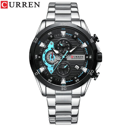 CURREN Stainless Steel Watches - Fashionable Luminous Dial with Chronograph Clock for Men - Farefe