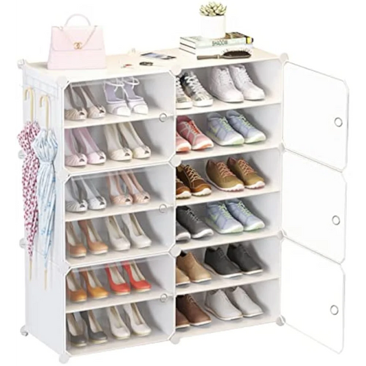 Jomifin Shoe Rack Storage Cabinet with Doors, Expandable Standing Rack, Portable Shoes Organizer