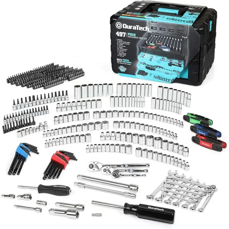 Ultimate 497-Piece Mechanics Tool Set with Ratchet and Wrench Set in 3-Drawer Tool Box for All Your DIY Needs - Farefe