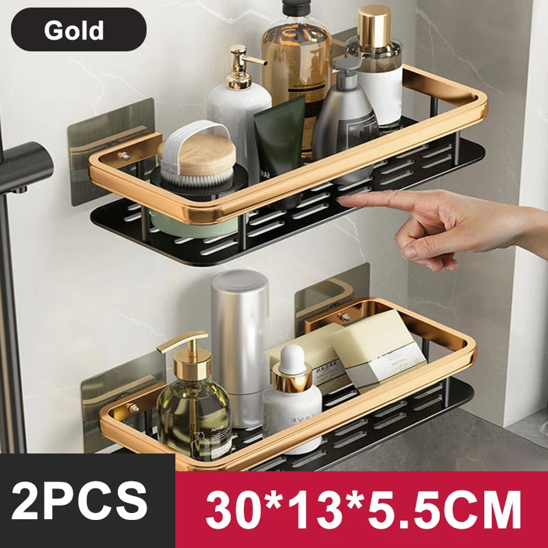 Bathroom Shelf Organizer Aluminum Alloy Shower Shelf Accessories Shampoo Rack No Drill Shelf - Farefe