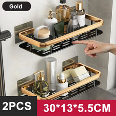 Bathroom Shelf Organizer Aluminum Alloy Shower Shelf Accessories Shampoo Rack No Drill Shelf - Farefe