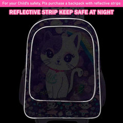 3PCS Rolling Backpack for Girls Kids Roller Wheels Bookbag with Lunch Bag Purple Cat Pattern Design - Farefe