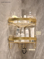 Gold Bathroom Storage Rack Wall Mounted Shampoo Shower Gel Organizer