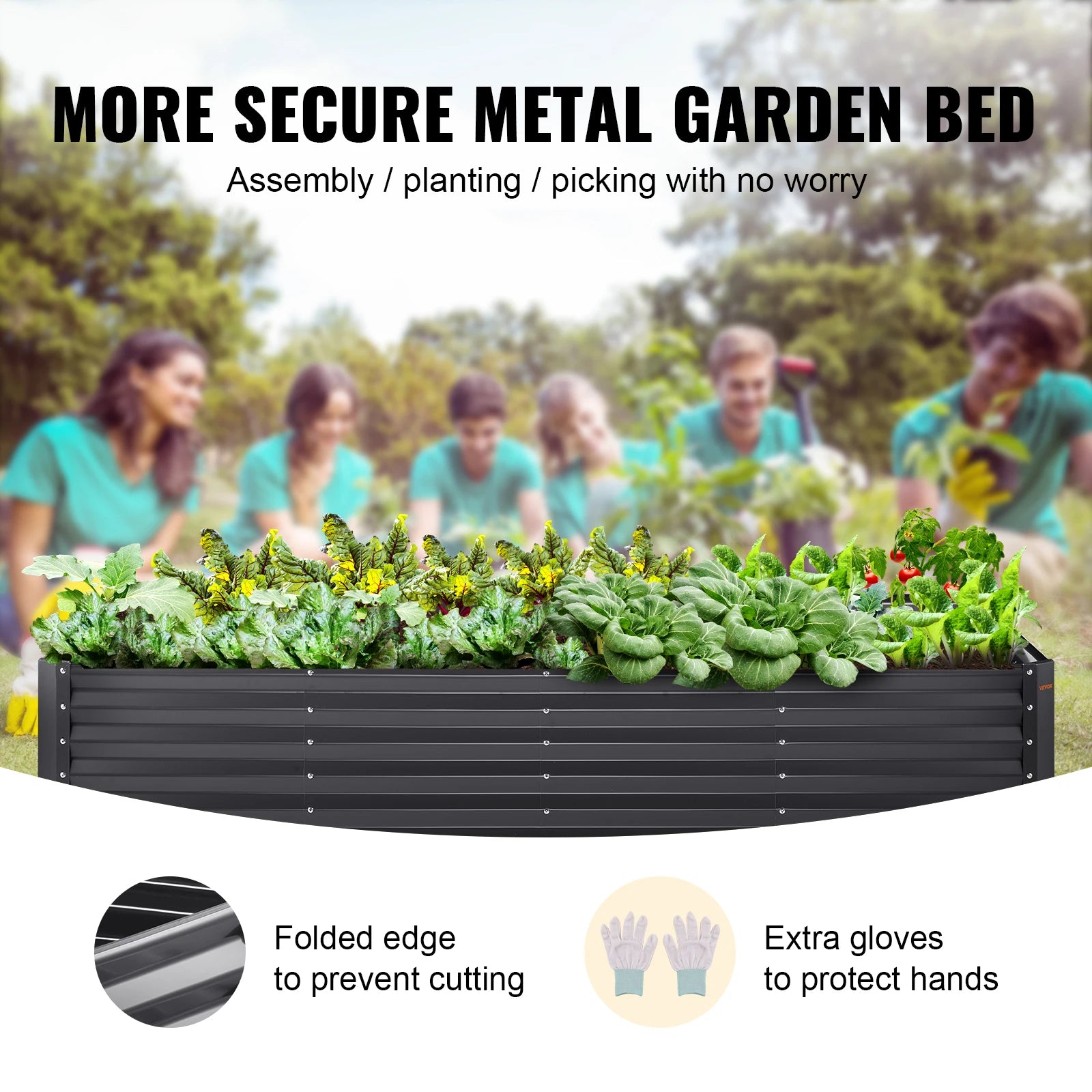 VEVOR Large Metal Raised Planter Box Garden Bed Kit for Vegetables Flowers and Herbs with Open Bottom - Farefe