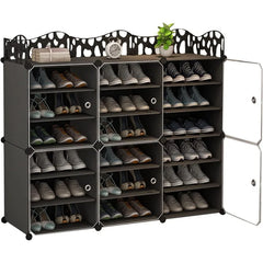 Jomifin Shoe Rack Storage Cabinet with Doors, Key Holders, Expandable Standing Rack, Portable Shoes Organizer - Farefe