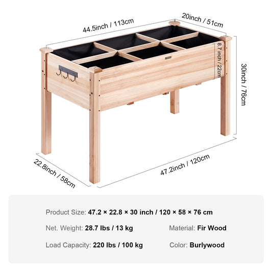 VEVOR Wooden Raised Garden Bed Planter Box with Kit and Drainage System - Farefe