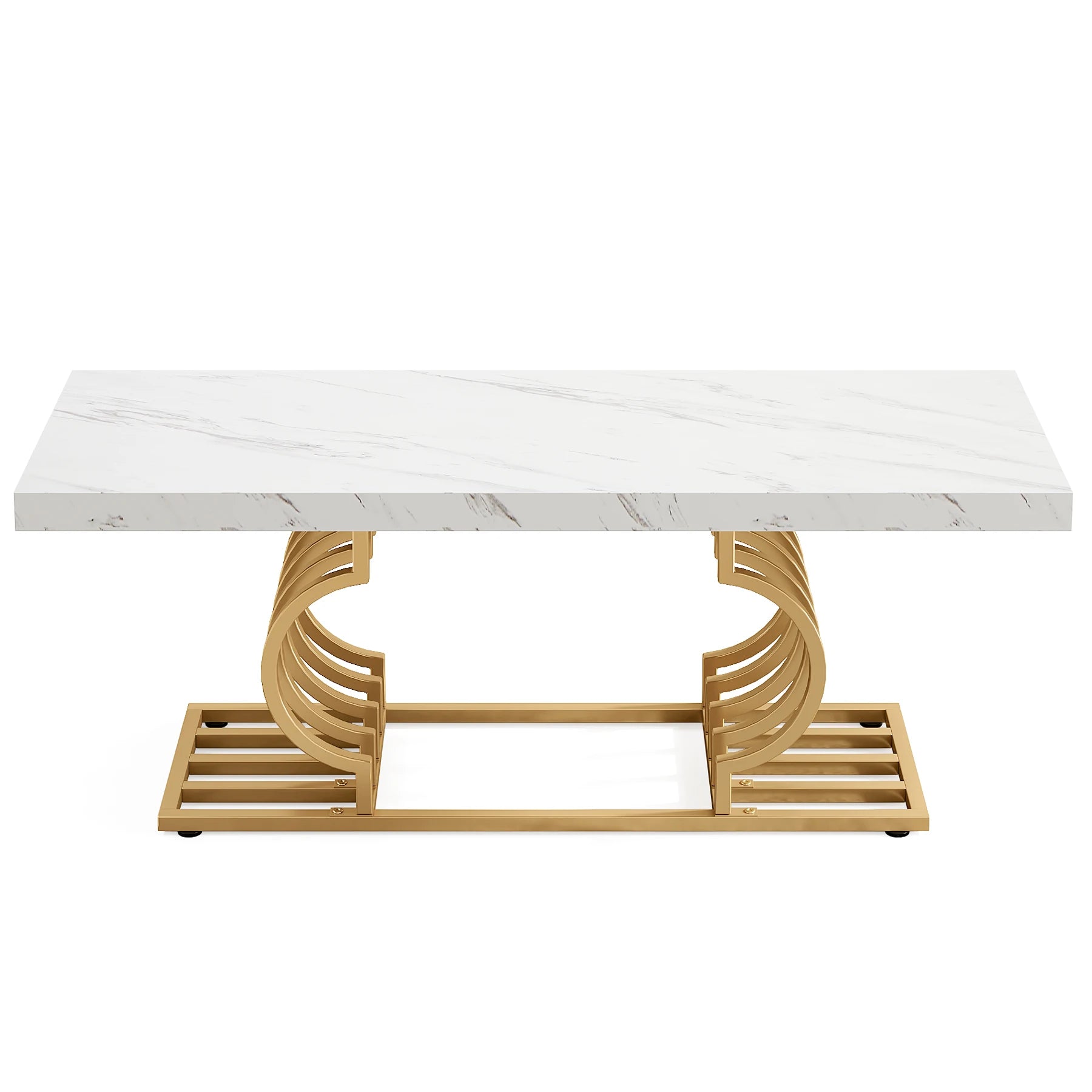 Tribesigns Coffee Table 47" Faux Marble Cocktail Table with Geometric Frame - Farefe