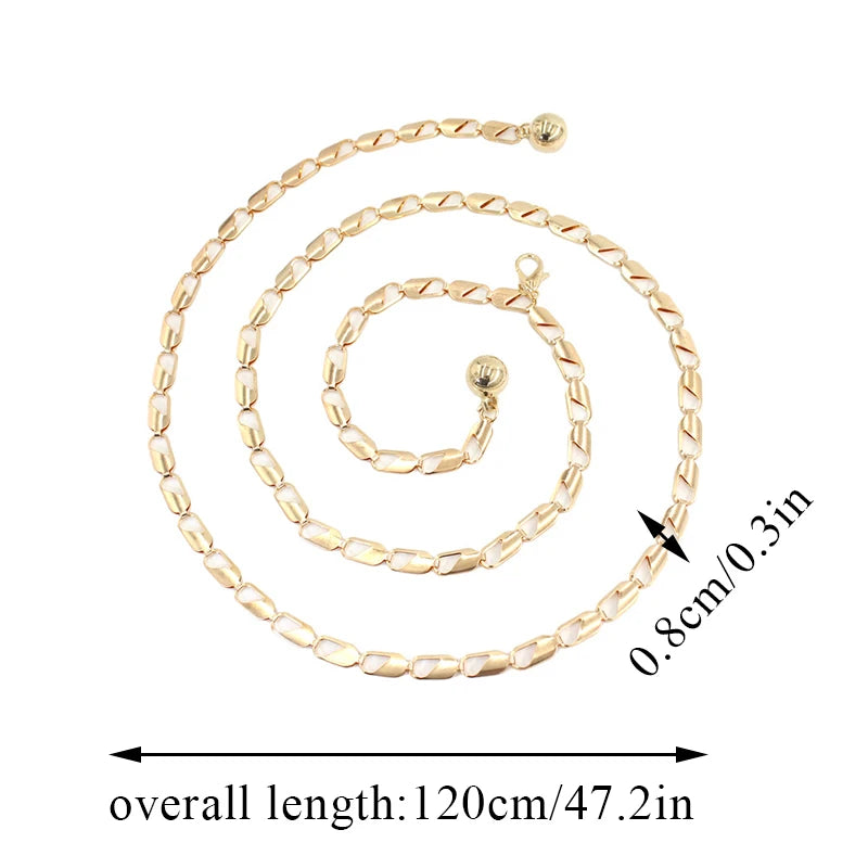 Fashion Circle Metal Waist Chain Belt Women's Gold Silver Waistband - Farefe