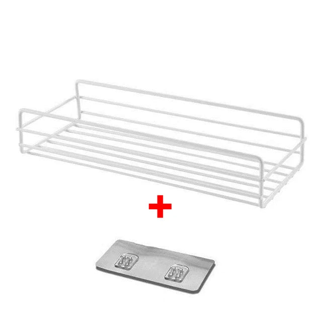 Bathroom Metal Shelves No-Drill Bathroom Organizer Cleaning Supplies Organizer - Farefe