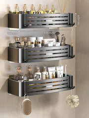No-Drill Bathroom Shelf Wall Mounted Shampoo Shower Corner Rack Makeup Storage Organizer - Farefe