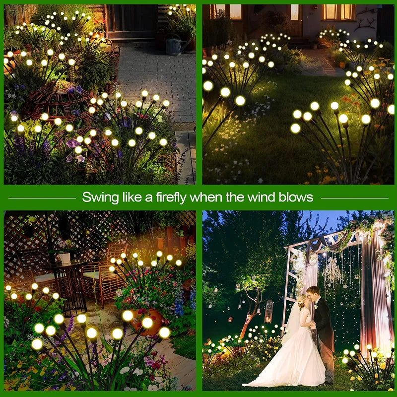 12Pack Outdoor LED Solar Lights - Waterproof Starburst Solar Firefly Lights - Lawn Lamp for Path Landscape Decorative - Farefe