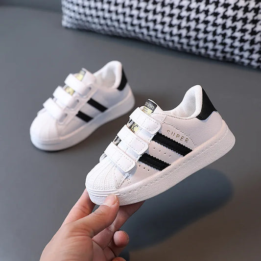 Children's Fashion Sneakers - White Casual Shoes with Non-slip Soles for Boys and Girls - Farefe