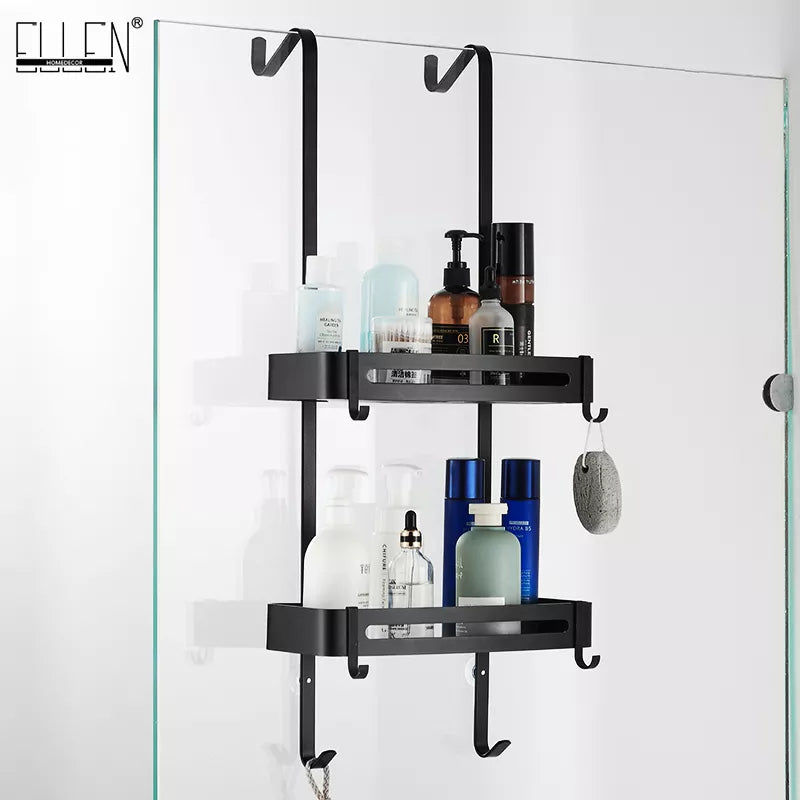 Black Hanging Bathroom Shelf Organizer Shampoo Holder Storage Rack EL5018 - Farefe