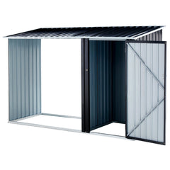 Outdoor Storage Shed - Sloping Roof, Corrosion & Weather Resistant, Firewood Rack & Storage Cabinet - Farefe