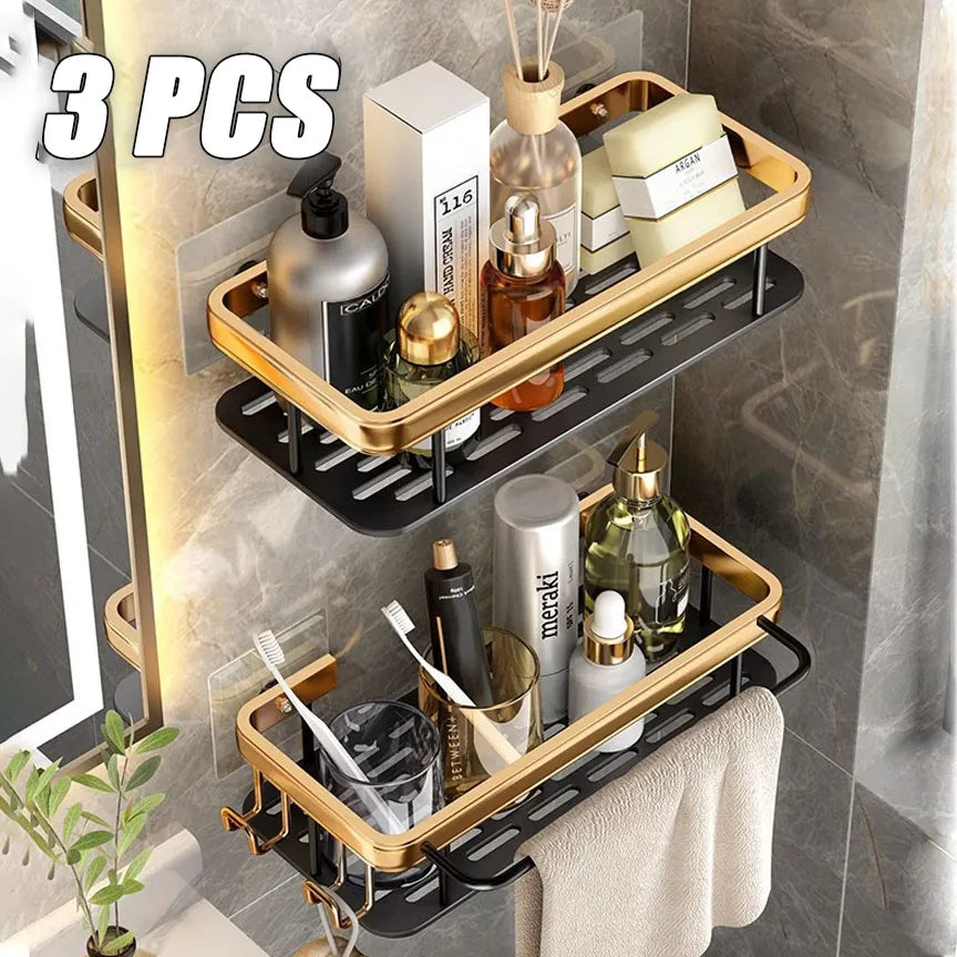 1-3 Piece Bathroom Shelves Drill-Free Shower Organizer Shelf - Farefe