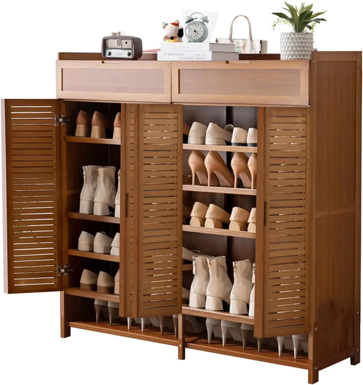 7 Tier Tall Shoe Storage Cabinet 36-40 Pairs Boots Organizer Storage Sturdy Shoe Shelf - Farefe