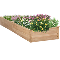 Lacoo Raised Garden Bed Kit - 92x22x9in Wooden Planter Box for Outdoor Patio - Grow Flower, Fruits