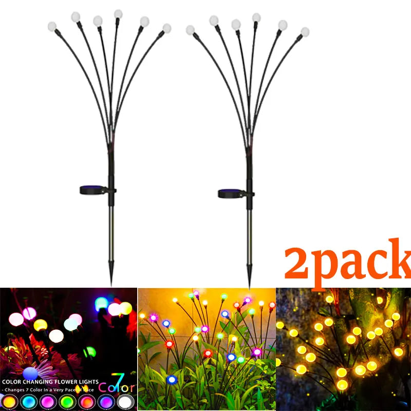 12Pack Outdoor LED Solar Lights - Waterproof Starburst Solar Firefly Lights - Lawn Lamp for Path Landscape Decorative - Farefe