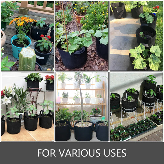 VEVOR 100/200/400 Gallon Grow Bag Aeration Fabric Pots with Handles Black Grow Bag Seedling Growing for Garden Planting - Farefe