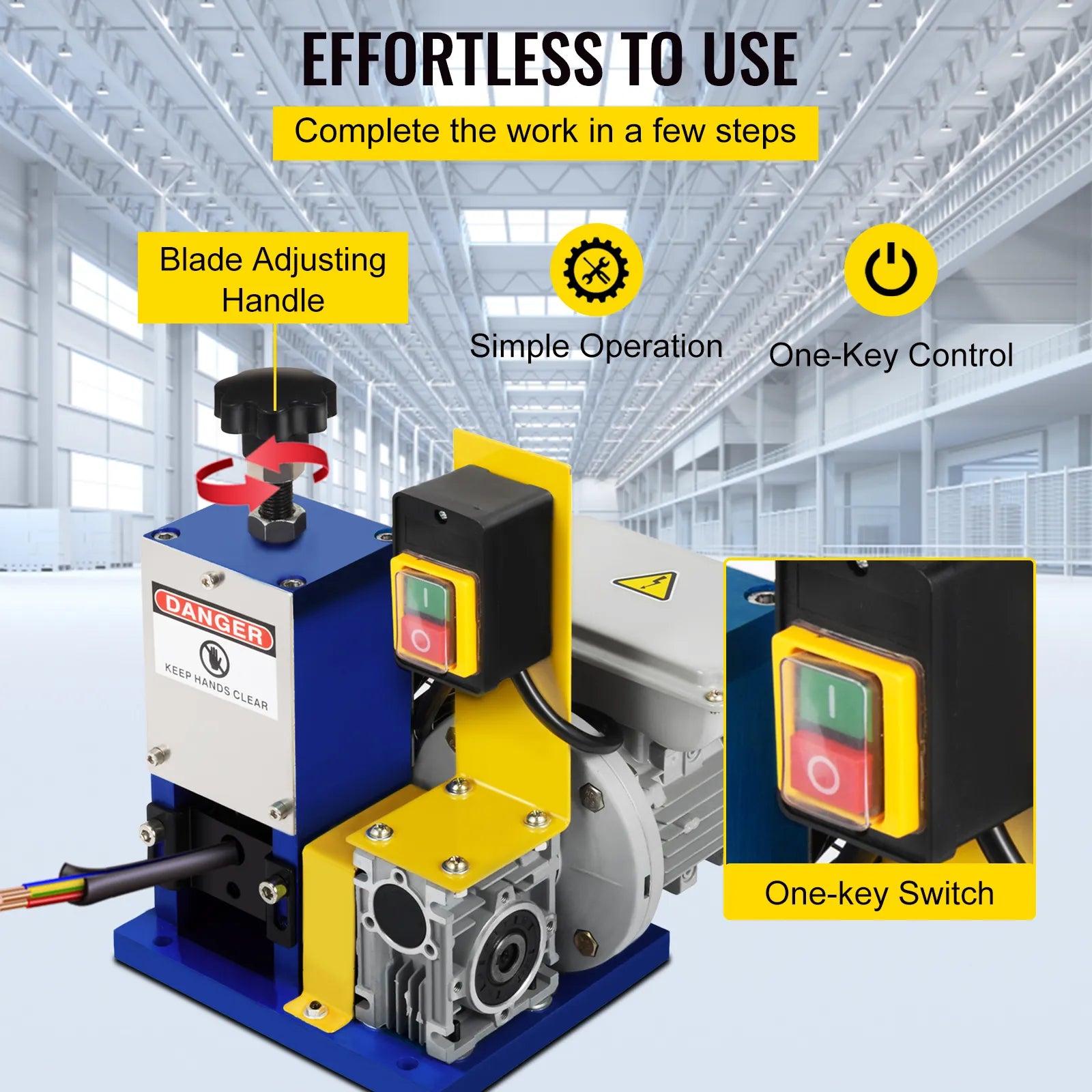 VEVOR Electric Wire Stripping Machine - Portable Cable Stripper, 1.5-25mm, 180W, 220V/110V CE Certified - Farefe