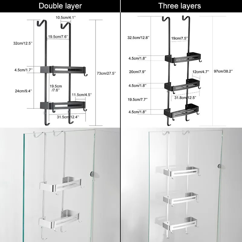 Black Hanging Bathroom Shelf Organizer Shampoo Holder Storage Rack EL5018 - Farefe