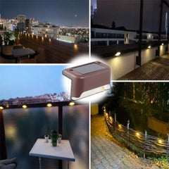 Warm White LED Solar Step Lamp Path Stair Outdoor Garden Lights - Farefe