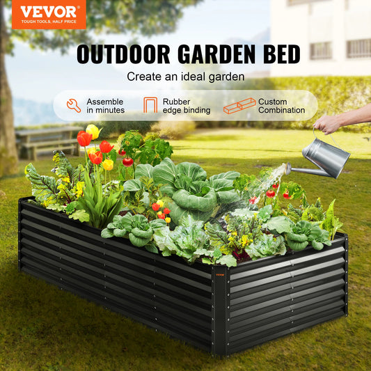 VEVOR Large Metal Raised Planter Box Garden Bed Kit for Vegetables Flowers and Herbs with Open Bottom - Farefe