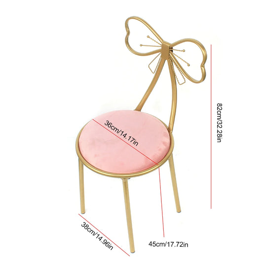 Luxury Minimalist Makeup Vanity Stool Butterfly Backrest Chair in Deep Pink/Light Pink - Farefe