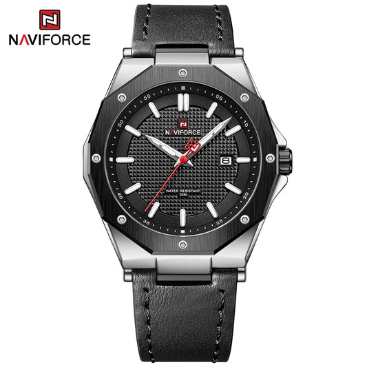 Men's NAVIFORCE Quartz Sport Watch - Fashion Leather Band, Water Resistant, Date Display - Farefe