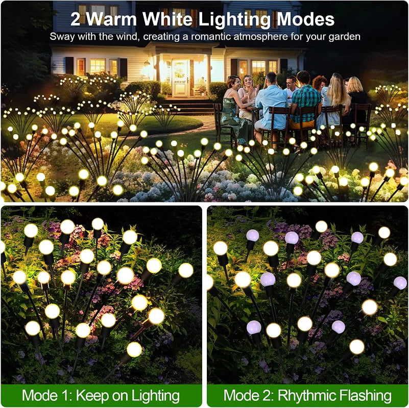 12Pack Outdoor LED Solar Lights - Waterproof Starburst Solar Firefly Lights - Lawn Lamp for Path Landscape Decorative - Farefe